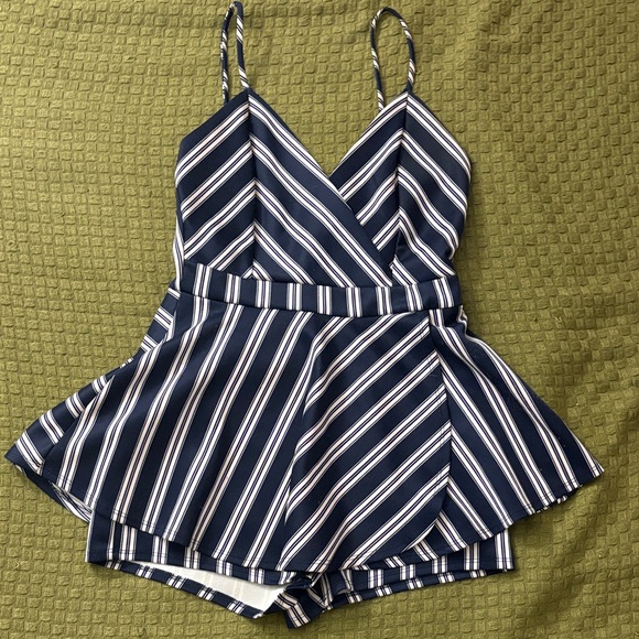 a'gaci Navy and White Striped Mini Dress - Picture 3 of 9